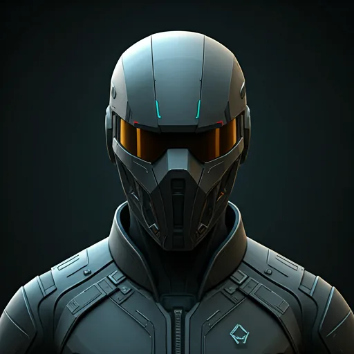 Operator in a matte black tactical helmet with an amber visor